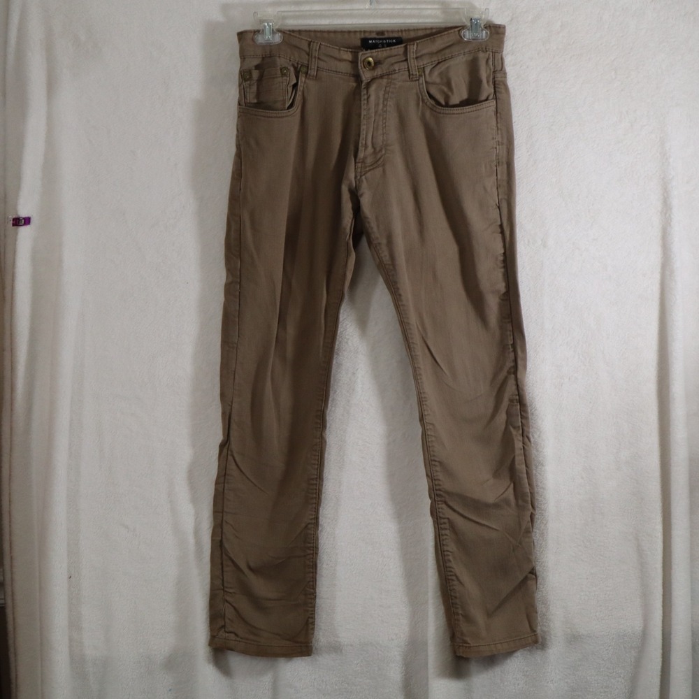 Matchstick Mens Brown Casual Chino Pants M/30 Straight/Slim Fit